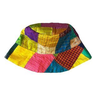 Fleurs London Silk Patchwork Quilted Type Bucket Hat NEW‎ size Small